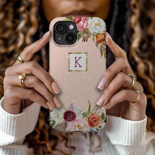 Coques Case-Mate iPhone Boho Blooms Blush Point Monogramme