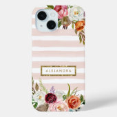 Coques Case-Mate iPhone Boho Blooms Blush Rayure Monogramme (Verso)