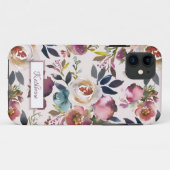 Coques Case-Mate iPhone Boho Blush Rose Floral Nommé Aquarelle (Dos (Horizontal))