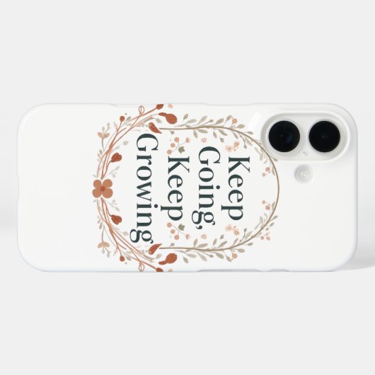 Coques Case-Mate iPhone Boho Botanical "Keep Growing" Motivational Graphic (Verso (horizontal))