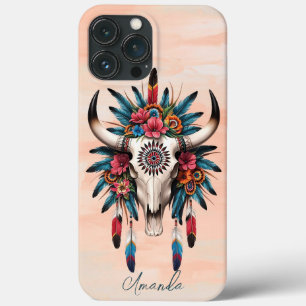 Case-Mate iPhone Case Boho Chic Aquarelle Tribal Floral Vache Crâne