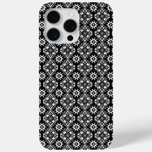 Coques Case-Mate iPhone Boho Chic noir et blanc motif floral (Verso)