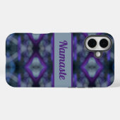 Coques Case-Mate iPhone Boho Chic Purple Grey avec nom (Verso (horizontal))