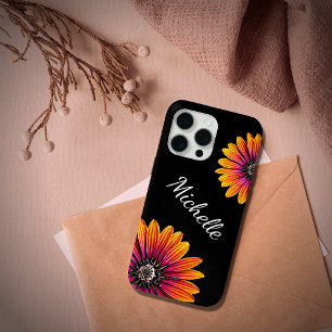 Coque iPhone 15 Pro Max Boho Daisies Botanique Rustique Noir