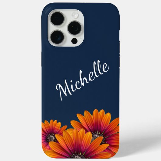 Coques Case-Mate iPhone Boho Daisies Whimsical Botanical Navy Bleu (Verso)