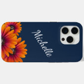 Coques Case-Mate iPhone Boho Daisies Whimsical Botanical Navy Bleu (Verso (horizontal))