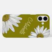 Coques Case-Mate iPhone Boho Daisies Whimsical Botanique Vert Olive (Verso (horizontal))