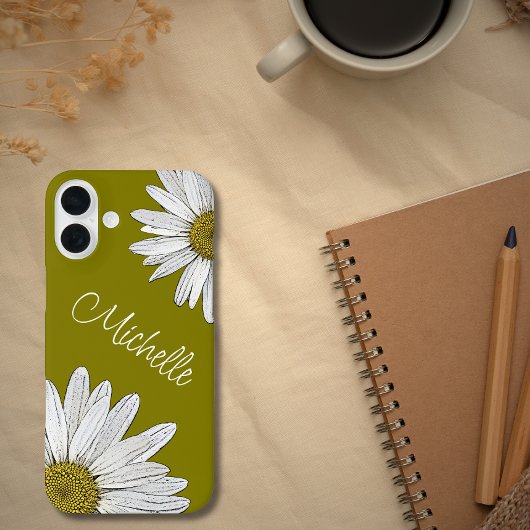 Coques Case-Mate iPhone Boho Daisies Whimsical Botanique Vert Olive