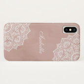 Coques Case-Mate iPhone Boho Dusty Rose Mandala Nom personnalisé (Dos (Horizontal))