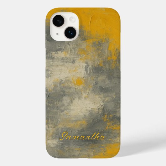 Coques Case-Mate iPhone Boho Elegance Abstraite moutarde & Gris Art (Verso)
