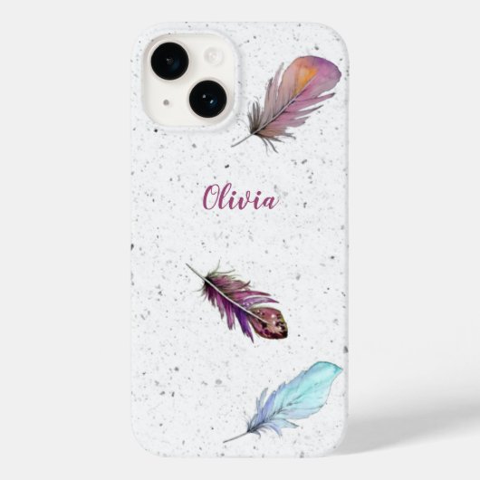 Coques Case-Mate iPhone Boho Feathon sur Arrière - plan Speckled Custom (Verso)
