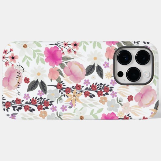 Coques Case-Mate iPhone Boho Fleur sauvage rose Floral (Verso (horizontal))