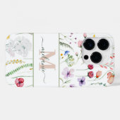 Coques Case-Mate iPhone Boho Fleurs sauvages Nom personnalisé Monogramme (Verso (horizontal))