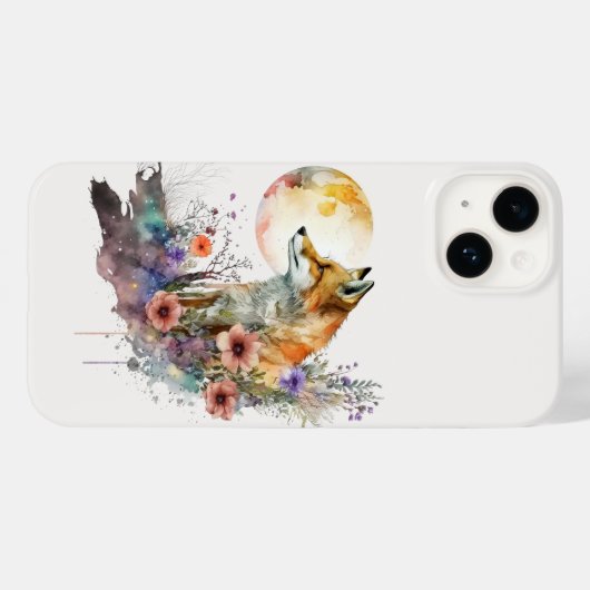 Coques Case-Mate iPhone Boho Floral Chic Aesthétique Fox Aquarelle (Verso (horizontal))