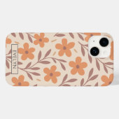 Coques Case-Mate iPhone Boho Floral Delicate Peach Crème Nom de la mignonn (Verso (horizontal))