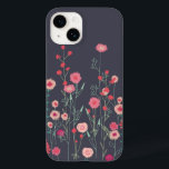 Coque Pour iPhone 14 Boho floral foncé<br><div class="desc">Peinture de fleurs sauvages que j'ai vu par un mur à Plymouth. Joli boho lâche peinture florale rose sur un arrière - plan gris foncé. Art original de Nic Squirrell.</div>