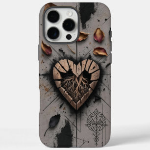 Coques iPhone 16 Pro Max Boho foncé en bois fissuré