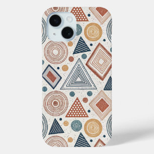 Coque Pour iPhone 15 Boho formes géométriques Abstraites Motif en terre