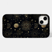 Coques Case-Mate iPhone Boho Gold Space doodles Black Design (Verso (horizontal))