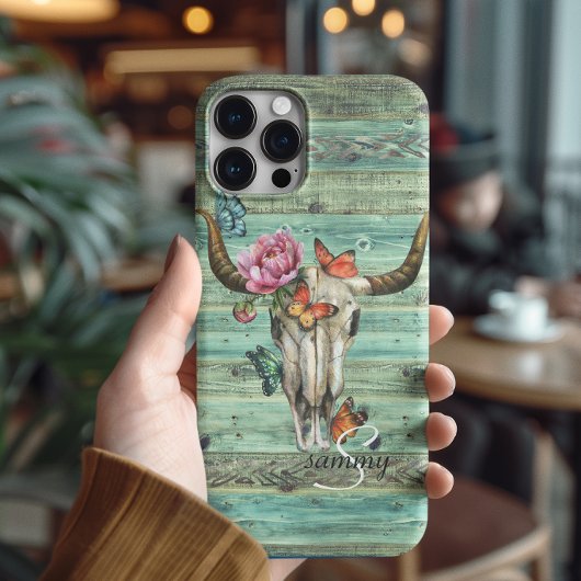 Coques Case-Mate iPhone Boho Longhorn Skull Floral Monogram
