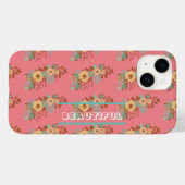 Coques Case-Mate iPhone Boho moderne rose floral (Verso (horizontal))