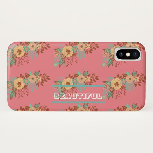 Coques Case-Mate iPhone Boho moderne rose floral (Dos (Horizontal))