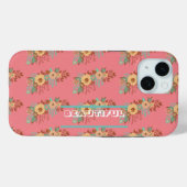 Coques Case-Mate iPhone Boho moderne rose floral (Verso (horizontal))