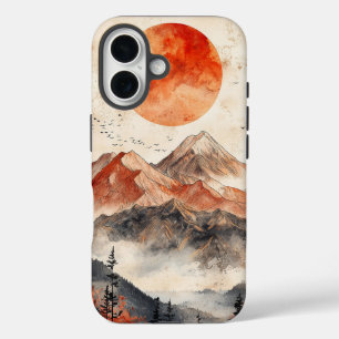 Coques iPhone 16 Boho Mountain Sunrise Téléphone Case