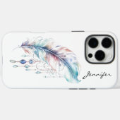 Coques Case-Mate iPhone Boho Native Spirit Aquarelle Plumes (Verso (horizontal))