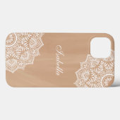Coques Case-Mate iPhone Boho Neutral Mandala Nom personnalisé (Verso (horizontal))