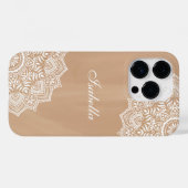 Coques Case-Mate iPhone Boho Neutral Mandala Nom personnalisé (Verso (horizontal))