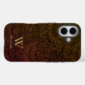 Coques Case-Mate iPhone Boho Orange Brûlé Floral Monogramme Nom Or (Verso (horizontal))