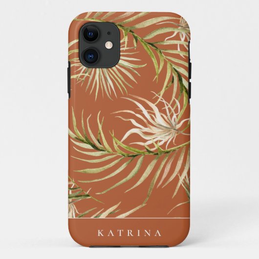 Coques Case-Mate iPhone Boho Palm Motif feuille brûlé orange (Dos)