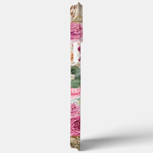 Coques Case-Mate iPhone Boho Pampas Gris Eucalyptus Bois Look Monogramme (Verso / Droite)