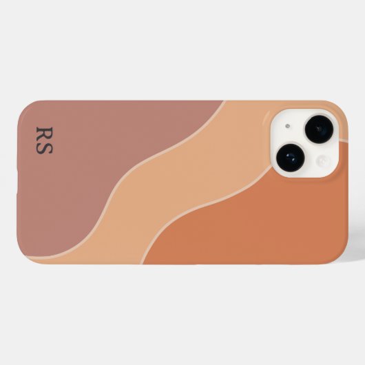 Coques Case-Mate iPhone Boho Pastel Vagues Monogram Soft Orange (Verso (horizontal))