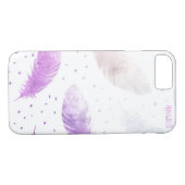 Coques Case-Mate iPhone *~* Boho Pastel White & Lavender Feather Dots (Dos (Horizontal))