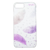 Coques Case-Mate iPhone *~* Boho Pastel White & Lavender Feather Dots (Dos)