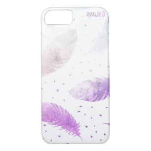 Case-Mate iPhone Case *~* Boho Pastel White & Lavender Feather Dots