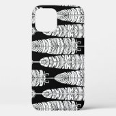 Coques Case-Mate iPhone Boho plumes : motif noir et blanc (Verso)
