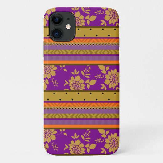 Coques Case-Mate iPhone Boho pourpre moutarde Jaune Orange Motif Floral (Dos)