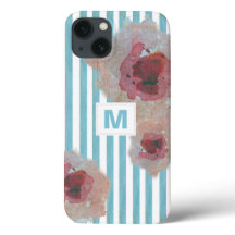 Boho rayé tendance chic monogramme floral