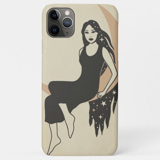 Coques Case-Mate iPhone Boho retro femme étoiles long cheveux croissant lu (Dos)