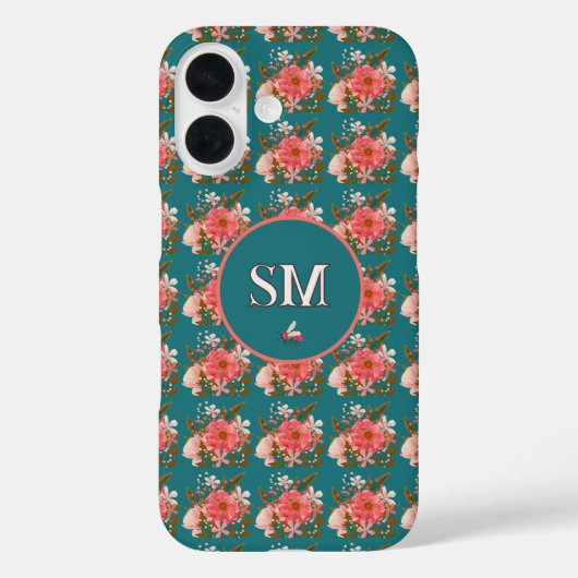 Coques Case-Mate iPhone Boho rose Floral Personnaliser Monogramme (Verso)