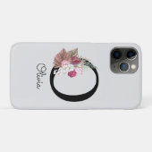 Coques Case-Mate iPhone Boho rose monogramme Floral O initial (Dos (Horizontal))