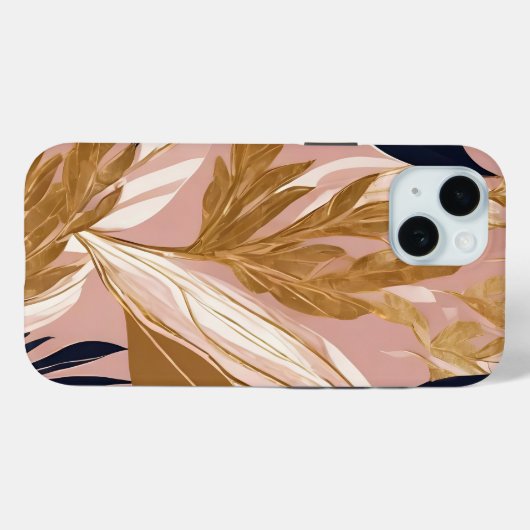 Coques Case-Mate iPhone Boho rose vif Feuilles Collection moderne (Verso (horizontal))