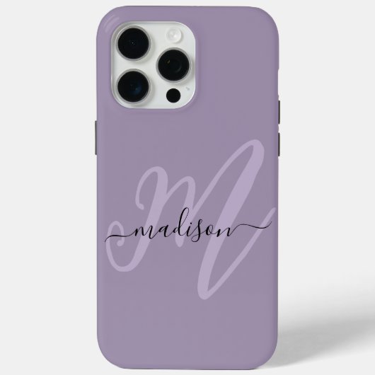 Coques Case-Mate iPhone Boho Stylish Lavender Script Monogramme et nom (Verso)