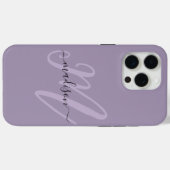 Coques Case-Mate iPhone Boho Stylish Lavender Script Monogramme et nom (Verso (horizontal))