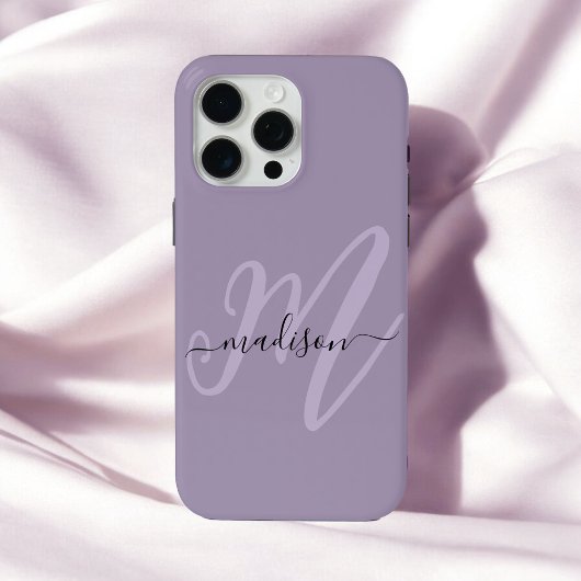 Coques Case-Mate iPhone Boho Stylish Lavender Script Monogramme et nom