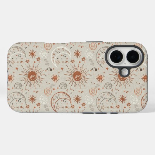 Coques Case-Mate iPhone Boho Sun and Moon Pattern (Verso (horizontal))