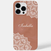 Coques Case-Mate iPhone Boho Terracotta Mandala Nom personnalisé (Verso)